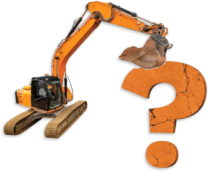 escavatore con punto interrogativo